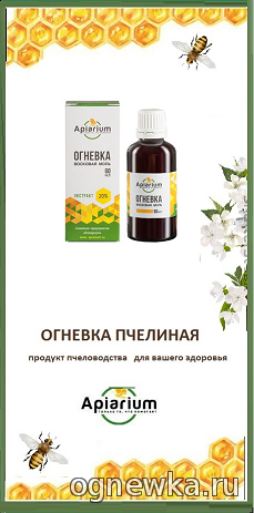 качественная упаковка и брошюры с описанием экстракта восковой моли и других продуктов пчеловодства на сайте ognewka.ru 
